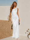 One Shoulder Pleated Satin Mermaid Formal Dresses