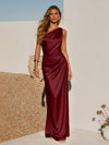 One Shoulder Pleated Satin Mermaid Formal Dresses