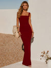 Square Neck Bodycon Satin Mermaid Formal Dresses