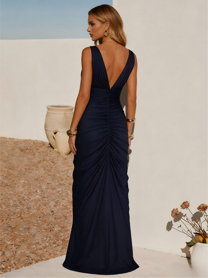 Deep V Neck Jersey Mermaid Formal Dresses