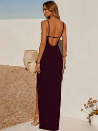 V Neck Satin Mermaid Formal Dresses with Slit