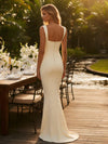 Square Neck Satin Mermaid Corset Formal Dresses