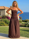 Jersey A Line Strapless Pleated Formal Dresses
