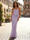 Satin Mermaid Strapless Pleated Formal Dresses