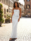 Satin Mermaid Strapless Pleated Formal Dresses