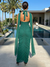 Chiffon Bodycon Cowl Neck Pleated Formal Dresses