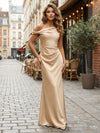 Satin Mermaid One Shoulder Pleated Formal Dresses