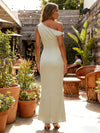 Satin Sheath One Shoulder Simple Formal Dresses