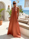 Halter A-Line Satin Backless Formal Dresses