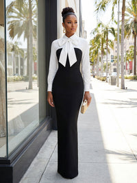 Bow Neck Mermaid Chiffon Formal Dresses