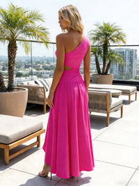 One-Shoulder Chiffon Drop Waist Formal Dresses