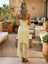 Spaghetti Straps Satin Formal Dresses with Lace
