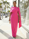 One-Shoulder Satin Mermaid Mother of the Bride with Sleeves