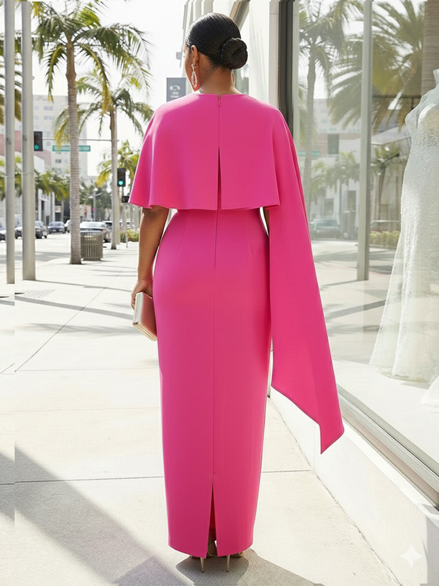 One-Shoulder Satin Mermaid Formal Dresses with Sleeves