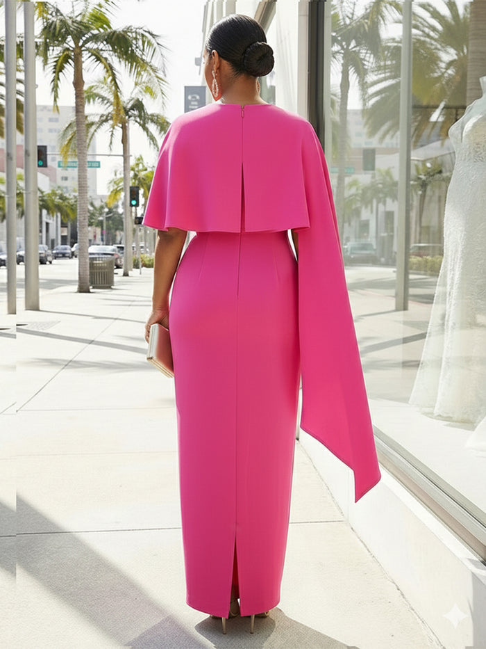 One-Shoulder Satin Mermaid Formal Dresses with Sleeves