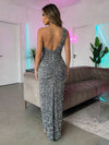 One Shoulder Sequin Evening Dresses with Slit