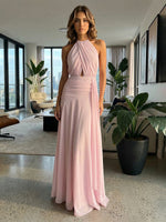 Halter Chiffon Cut Out Formal Dresses with Wrap