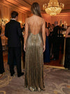 Spaghetti Straps Pleated Satin Formal Dresses
