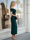 Off-the-Shoulder Satin Ankle Length Mother of the Bride Dresses with Bow