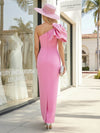 One Shoulder Satin Mother of the Bride Dresses with Bow