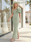 One Shoulder Satin Mother of the Bride Dresses with Bow