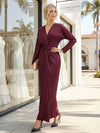 V Neck Long Sleeves Chiffon Mother of the Bride Dresses with Twist