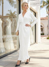 V Neck Long Sleeves Chiffon Mother of the Bride Dresses with Twist