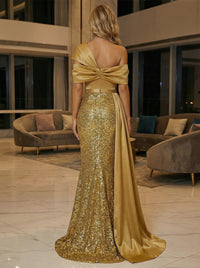 Sequin Mermaid One Shoulder Pleated Formal Dresses