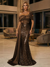 Sequin Mermaid One Shoulder Pleated Evening Dresses