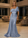 Sequin Mermaid One Shoulder Pleated Evening Dresses