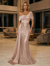 Sequin Mermaid One Shoulder Pleated Evening Dresses
