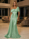 Sequin Mermaid One Shoulder Pleated Evening Dresses