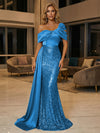 Sequin Mermaid One Shoulder Pleated Evening Dresses