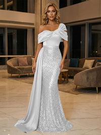 Sequin Mermaid One Shoulder Pleated Evening Dresses