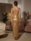 Metallic Satin Bodycon Spaghetti Straps Simple Formal Dresses