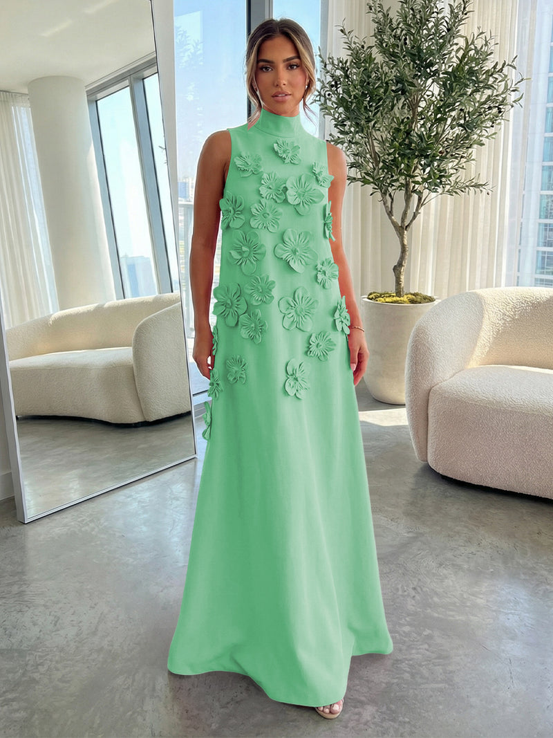 high neckline formal dress High Neck Tulle Sky Blue Long Prom Dress with Embroidery PG860 US10 / Sky Blue