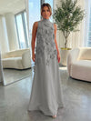 High-Neck A-Line Formal Dresses with 3D Flowers