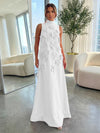 High-Neck A-Line Formal Dresses with 3D Flowers