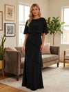 Round-Neck Tiered Chiffon Mermaid Formal Dresses with Wrap