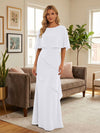 Round-Neck Tiered Chiffon Mermaid Formal Dresses with Wrap