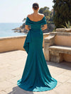 Satin Mermaid Off the Shoulder Ruffles Mother of the Bride Dresses