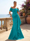 Satin Mermaid Off the Shoulder Ruffles Mother of the Bride Dresses