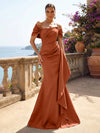 Satin Mermaid Off the Shoulder Ruffles Mother of the Bride Dresses