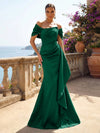 Satin Mermaid Off the Shoulder Ruffles Mother of the Bride Dresses