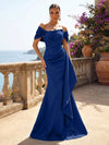 Satin Mermaid Off the Shoulder Ruffles Mother of the Bride Dresses
