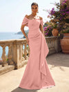 Satin Mermaid Off the Shoulder Ruffles Mother of the Bride Dresses