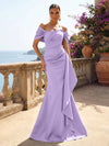 Satin Mermaid Off the Shoulder Ruffles Mother of the Bride Dresses