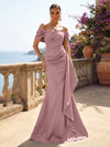 Satin Mermaid Off the Shoulder Ruffles Mother of the Bride Dresses