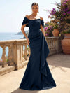 Satin Mermaid Off the Shoulder Ruffles Mother of the Bride Dresses