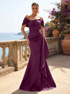 Satin Mermaid Off the Shoulder Ruffles Mother of the Bride Dresses